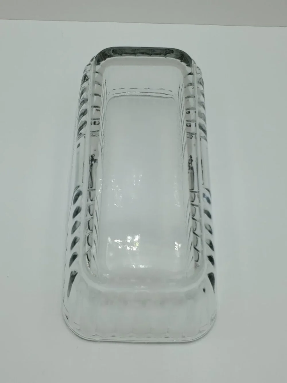 Ribbed Glass Refrigerator Dish Rectangular Glass Fridgie Lidded Glass Dish